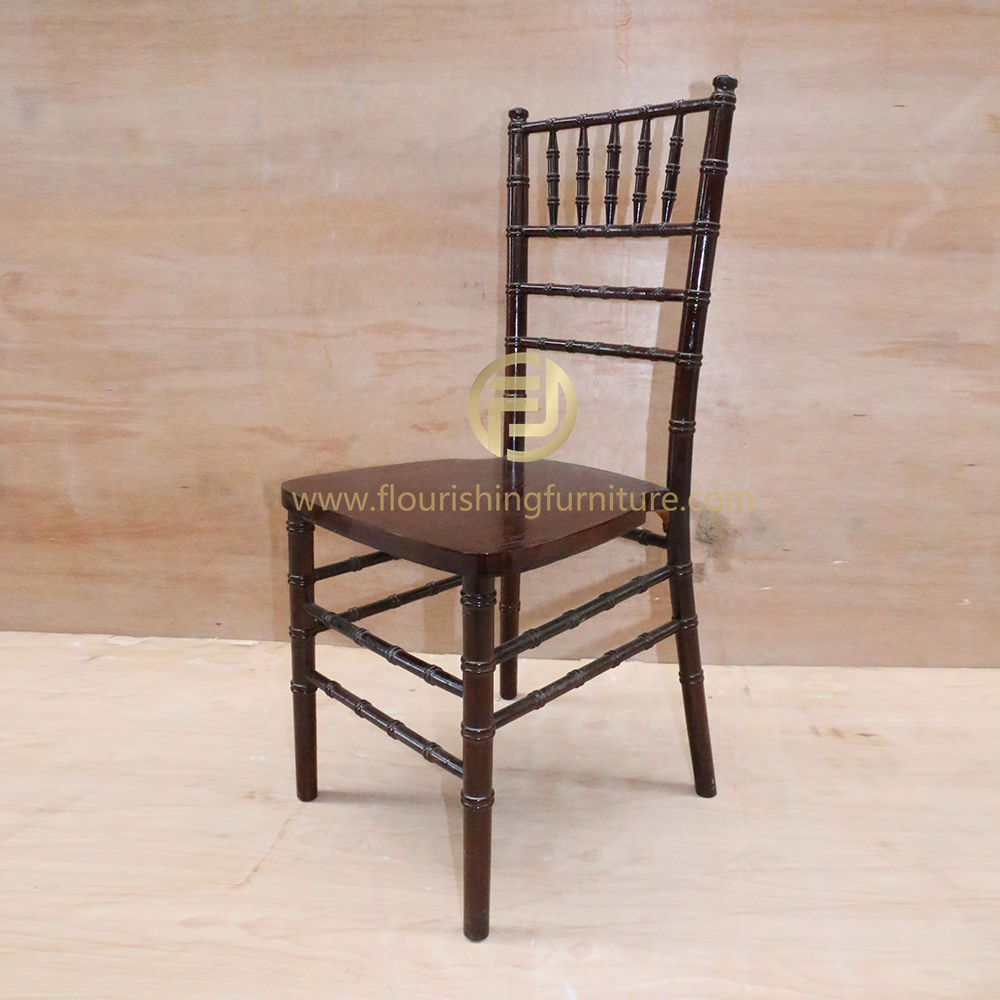 Stackable Walnut wood chiavari tiffany chair