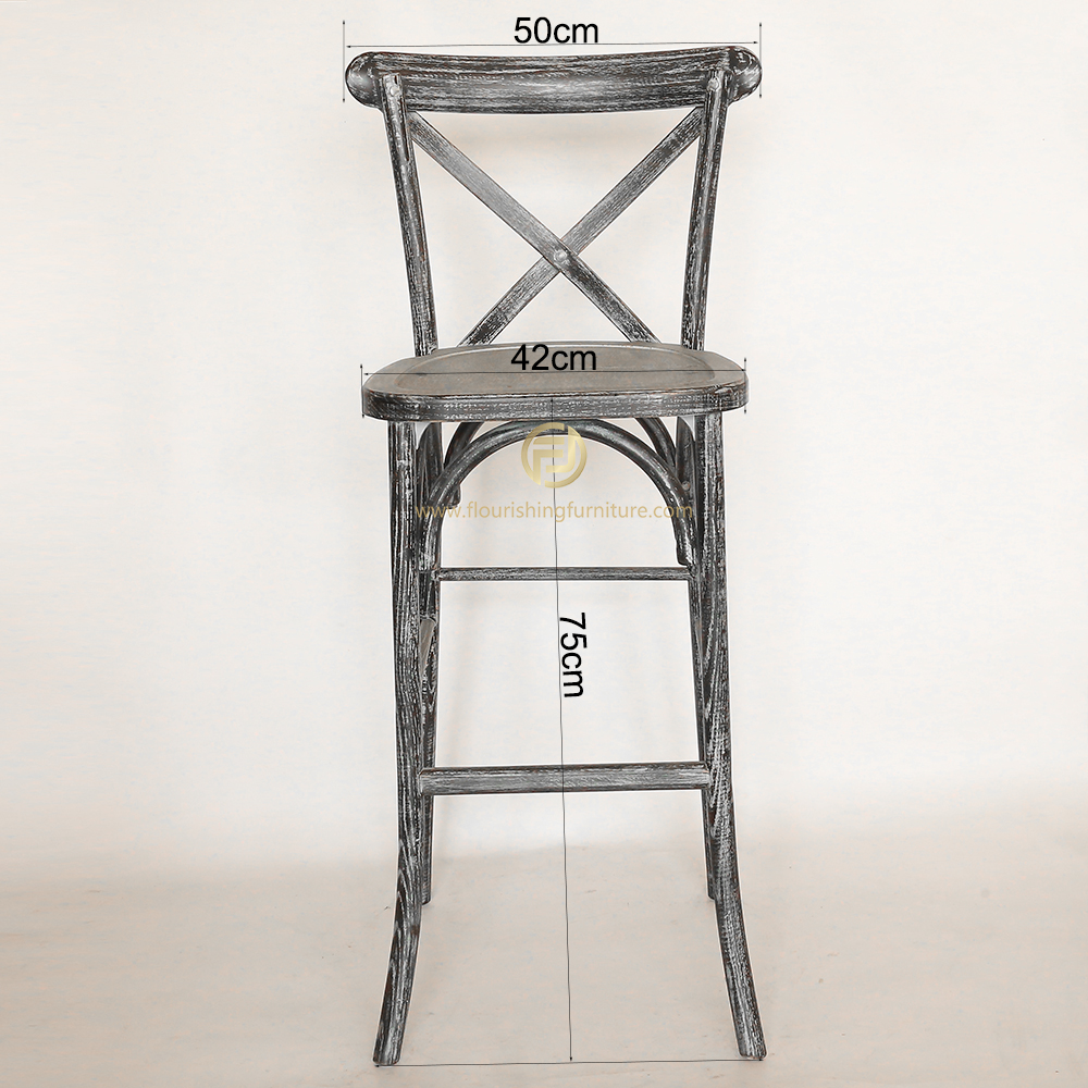 Wooden Cross Chair Barstool