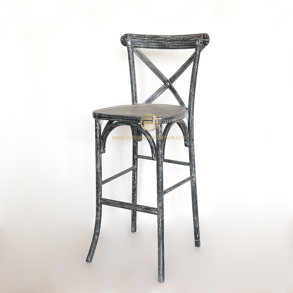 Wooden Cross Chair Barstool